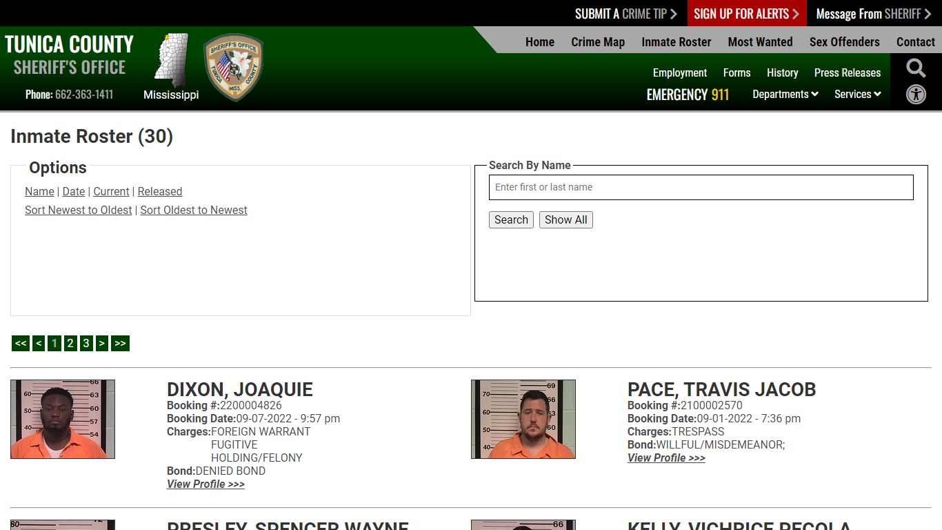 Inmate Roster - Current Inmates Booking Date Descending - Tunica County ...